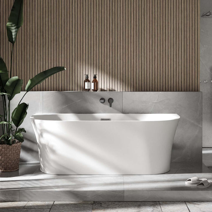 BERNSTEIN Freistehende Badewanne aus Sanitäracryl Wanne mit Doppelwandiger Konstruktion 170 x 80 x 5