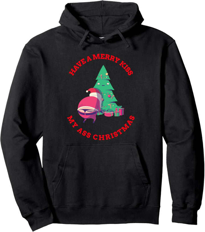 Lustiger Froher Kuss Mein Arsch Weihnachten Naughty Santa Pullover Hoodie