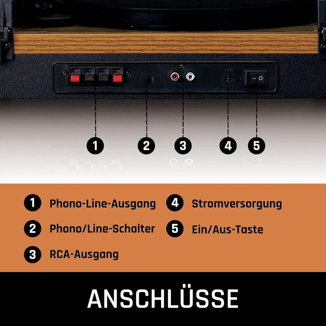 Lenco LS-300 - Hi-Fi Plattenspieler mit Bluetooth - Mit externen Lautsprechern 2 x 10 W RMS - Riemen