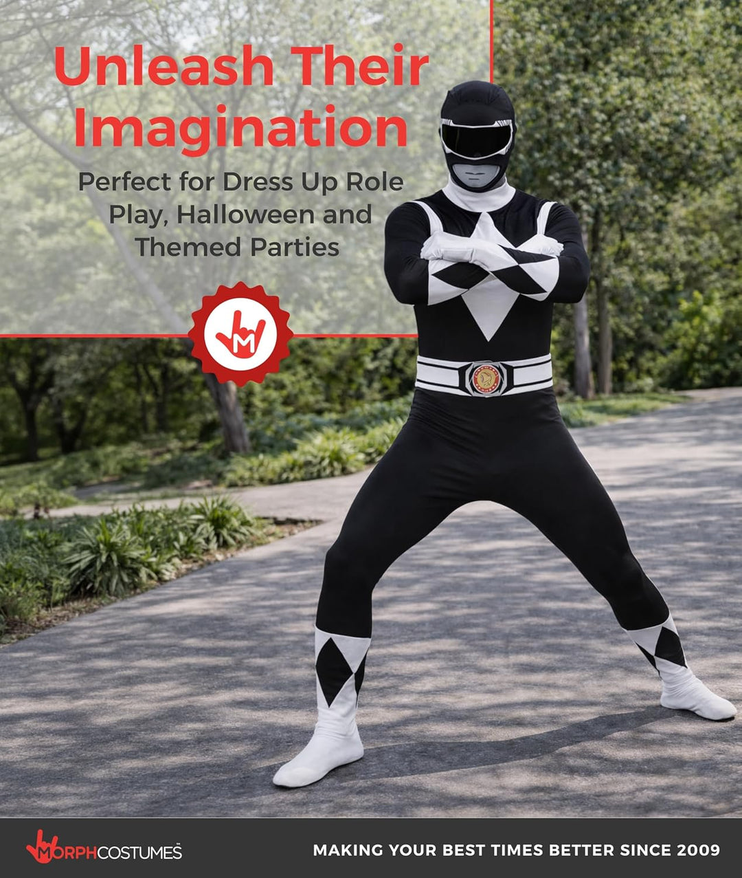 Morphsuits Power-Rangers-Kostüm Schwarz L, Schwarz L