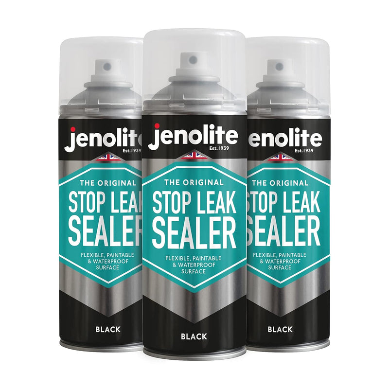 JENOLITE Stop Leak Dichtungsspray | SCHWARZ | Wasserdichter Dichtstoff | Stopft, Versiegelt & Behebt