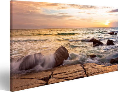 bilderfelix® Bunter Sonnenuntergang im tropischen Meer. Thailand Wandbild Leinwandbild Poster CXN 10