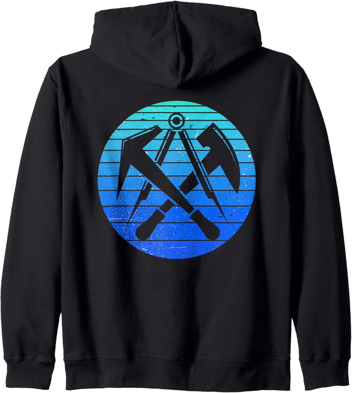 Zunftzeichen Dachdecker in coolen Vintage Retro Style Blau Kapuzenjacke