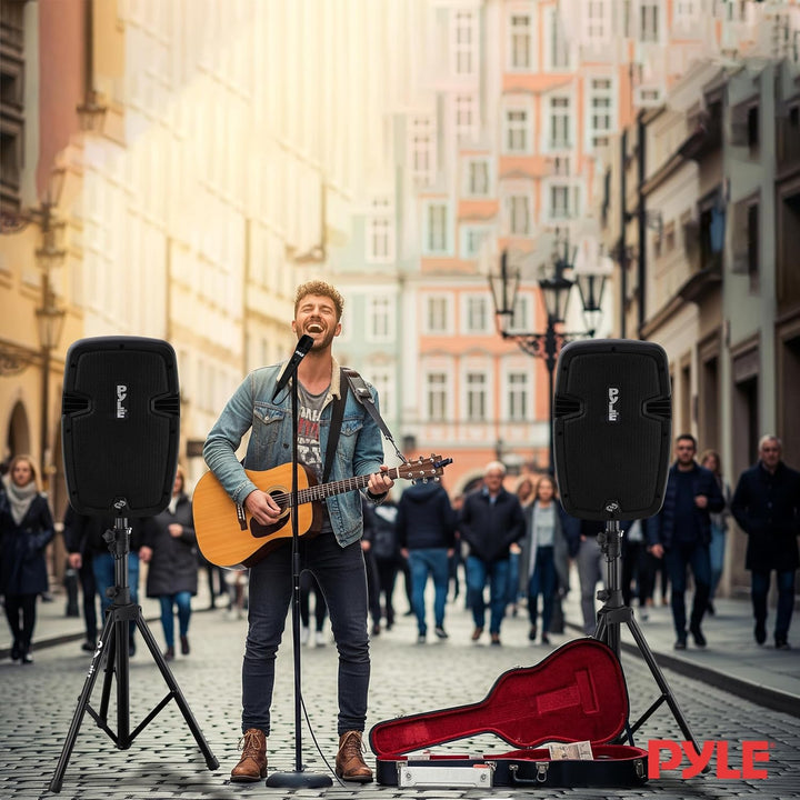 Pyle Musikbox Bluetooth Gross, PA Anlage, 2x Soundbox- Aktive & Passive Lautsprecher, Partybox, PA K