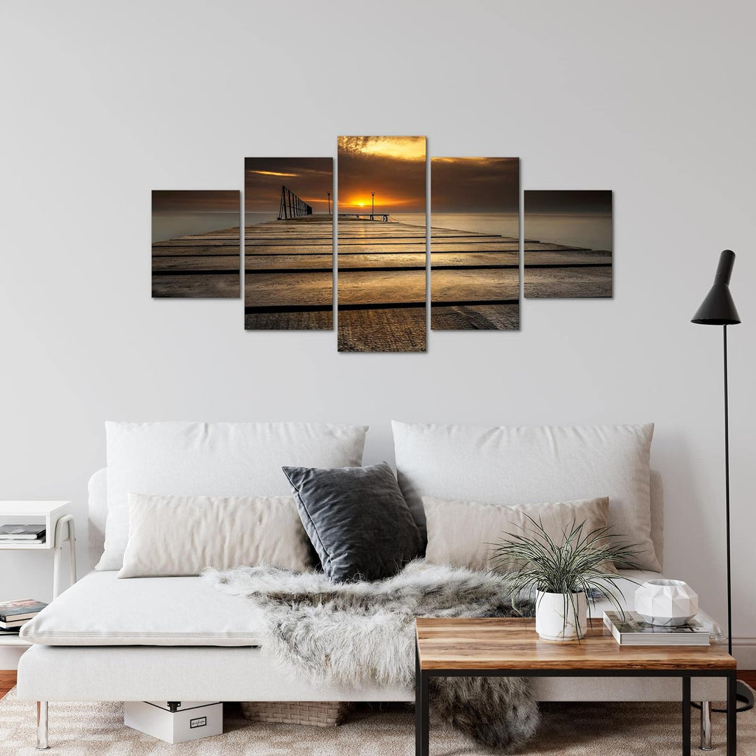 Runa Art Wandbilder Sonnenuntergang 5 Teilig Bild auf Vlies Leinwand Deko Schlafzimmer Wohnzimmer Me
