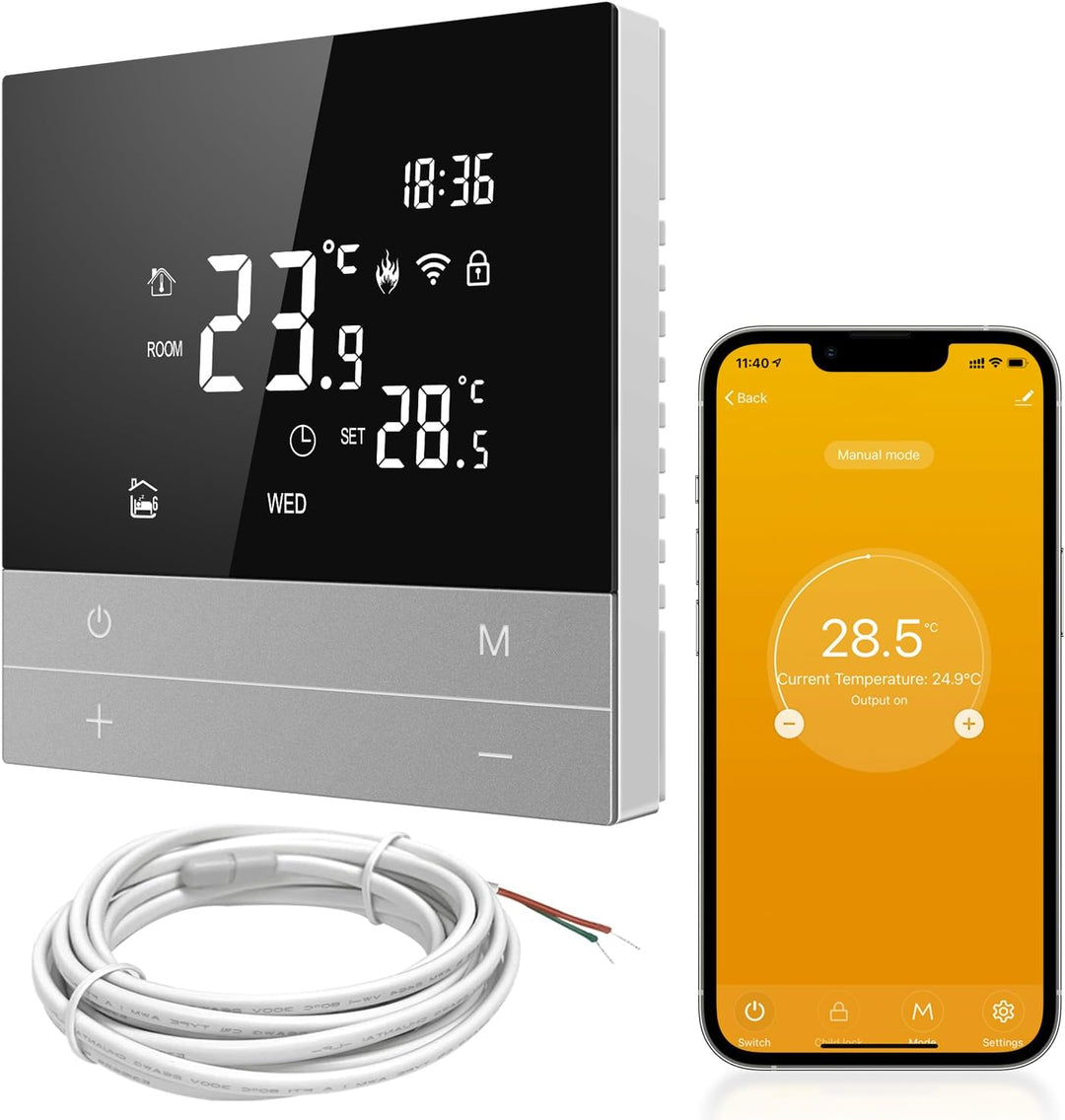 AVATTO Thermostat für Elektrische Fussbodenheizung Smart WiFi Thermostat Programmierbar Raumthermost