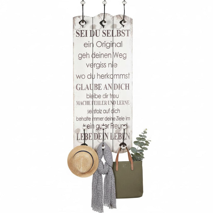 Melko Wandpaneel Garderobe Wand 100x40x3,5 cm mit 6 Jackenhaken Holz Garderobenpaneel Flurgarderobe