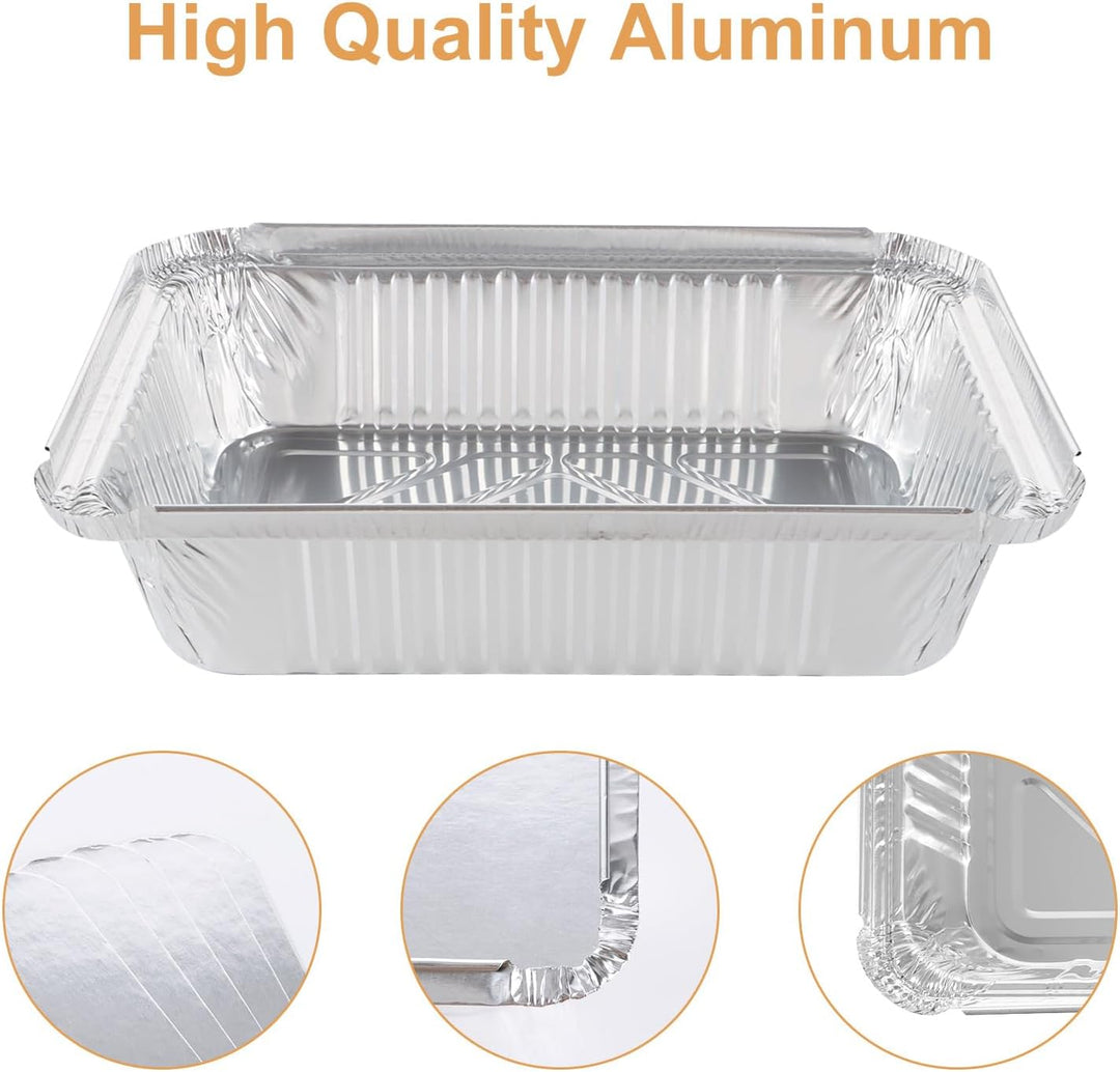 WOPPLXY 50 Stück Aluschalen mit Deckel, 1000ml Aluschalen Grill, 21,5 x 15 x 5cm Alu Grillschalen fü