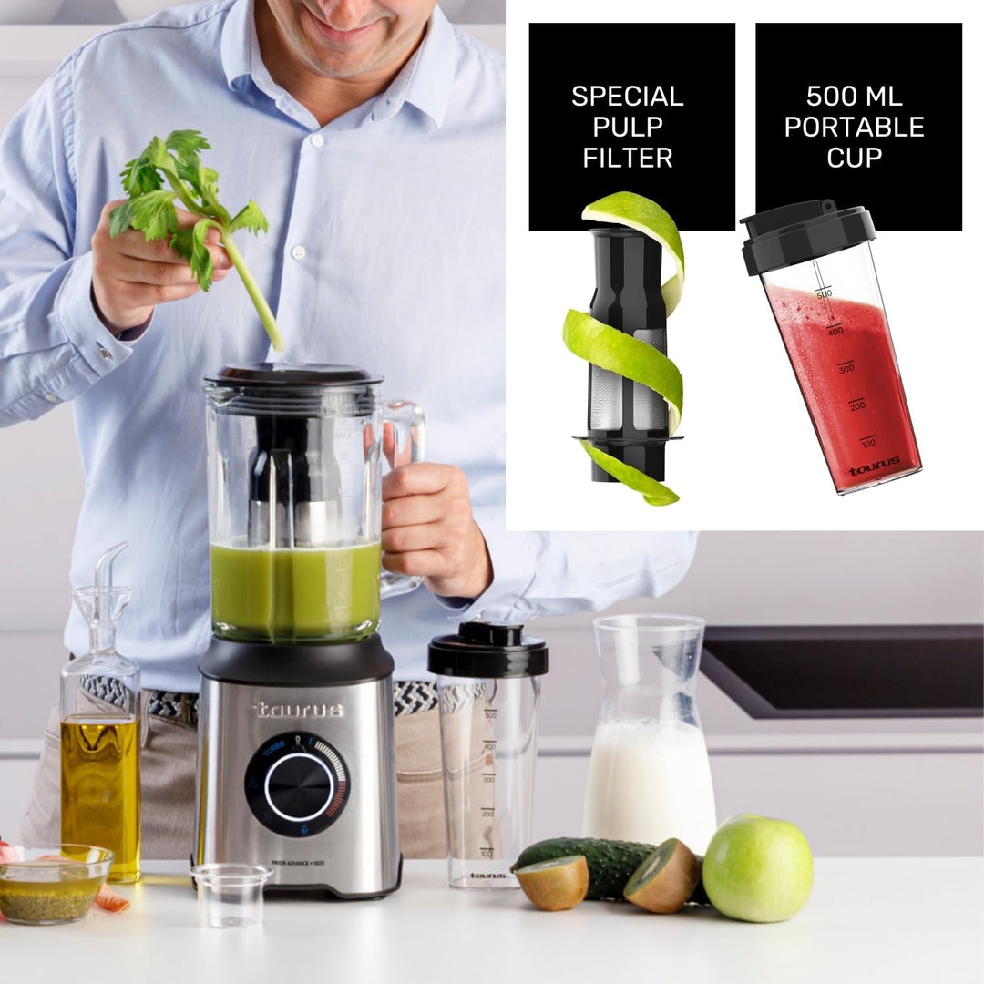 Taurus Leistungsstarker Standmixer Prior 1800 W | 20 Turbo-Geschwindigkeiten + 4 Funktionen | Eiszer