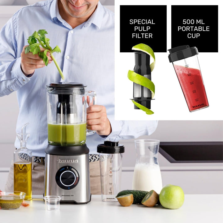 Taurus Leistungsstarker Standmixer Prior 1800 W | 20 Turbo-Geschwindigkeiten + 4 Funktionen | Eiszer