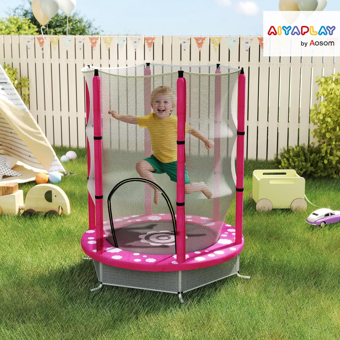 AIYAPLAY 4.6ft Kinder Trampolin mit Sicherheit Gehäuse Netz, Freizeit Kleinkind Trampolin für Indoor