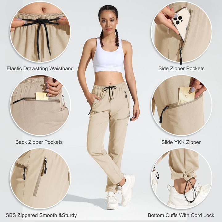 MOCOLY Damen Wanderhose Cargohose Wasserdicht Elastische Outdoorhose Cargo Jogginghose Trekkinghose