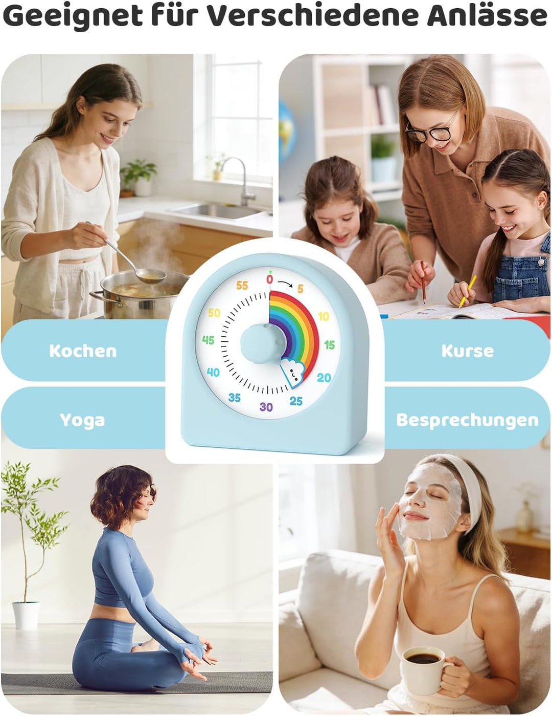 LIORQUE Visueller Timer 60 Minuten Countdown Timer mit Pausenfunktion | austauschbarer Silikonhülle