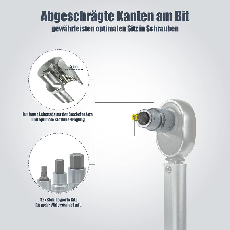 30tlg H5-H22 Innensechskant Steckschlüssel Satz Sechsant Nüsse für Inbus Schrauben