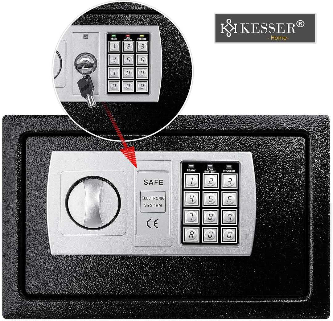 KESSER® Elektr. Tresor | 31x20x20cm | LED-Anzeige | Elektronischer Safe | Doppelbolzenverriegelung |