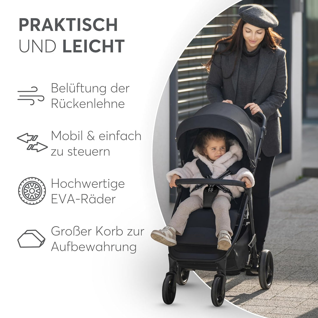 KikkaBoo Reisebuggy Kinderwagen URBAN, Buggy mit Liegefunktion ab Geburt bis 22 kg, Klein Zusammenkl