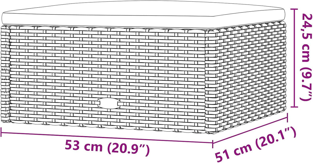 vidaXL Gartenhocker, Sitzhocker mit Kissen, Modular Hocker für Garten Terrasse, Fusshocker Rattanhoc