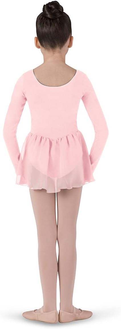 Kinder Ballettanzug, ROSA, langarm mit schönem Voile-Röckchen Rosa 6-7 J., Rosa 6-7 J.