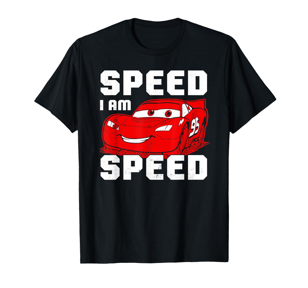 Mens Disney Pixar Cars McQueen SPEED I Am SPEED Graphic T-Shirt Medium Navy