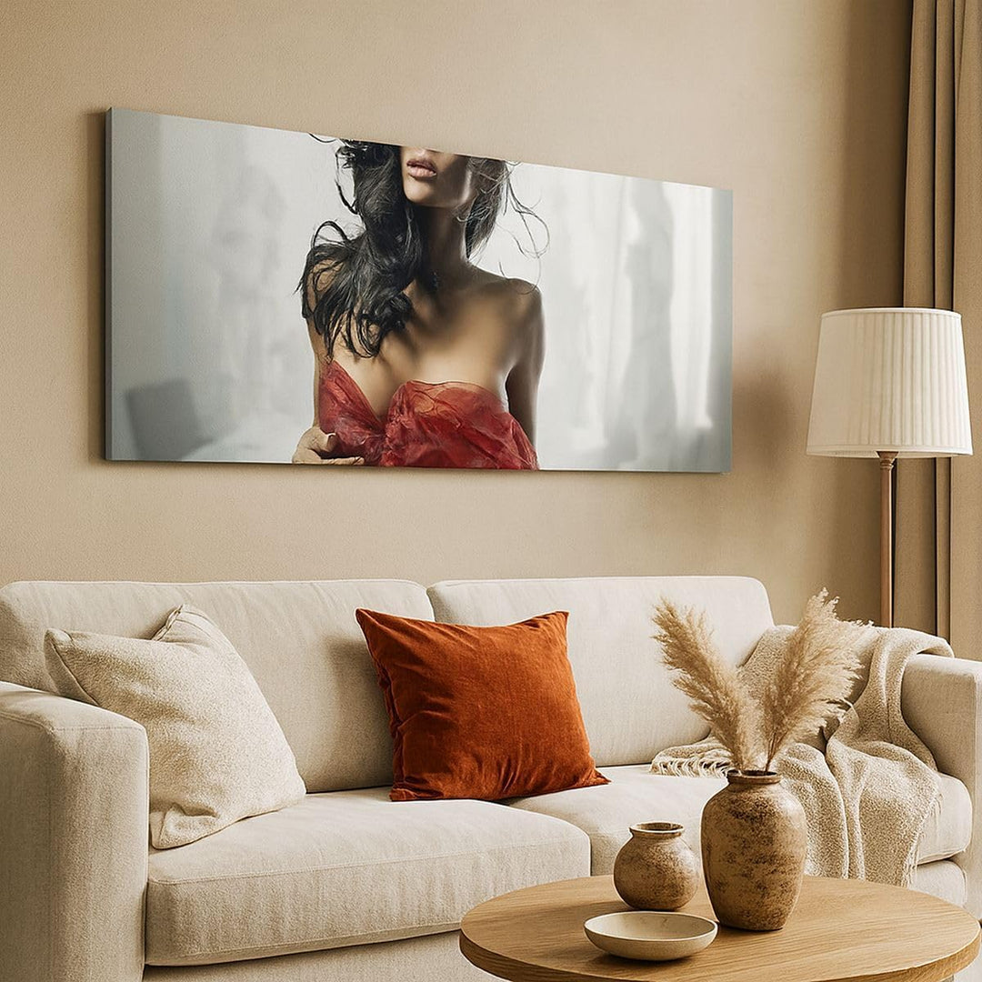 Panorama Bilder auf Leinwand 100x40cm Leinwandbild Schönheit Körper Kleid Eleganz Gross Wanddeko Bil