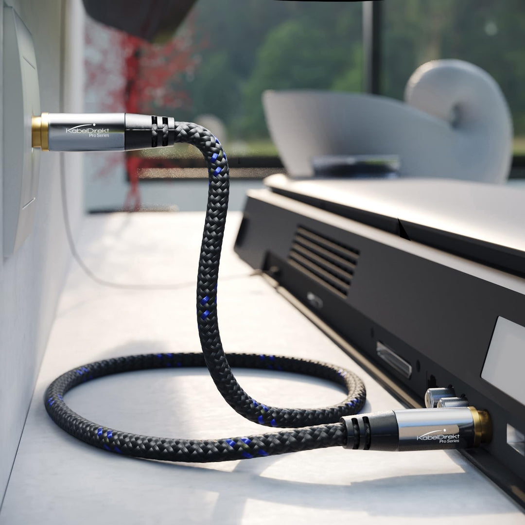 KabelDirekt – 4K Antennenkabel, Koaxialkabel, TV Kabel Nylon – 7,5 m – Fernsehkabel mit bruchfestem