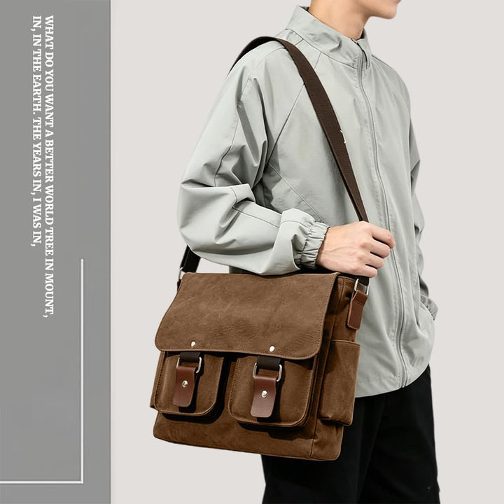 flintronic Umhängetasche, Vintage Canvas Schultertasche Herren Damen, Aktentasche Laptoptasche mit V