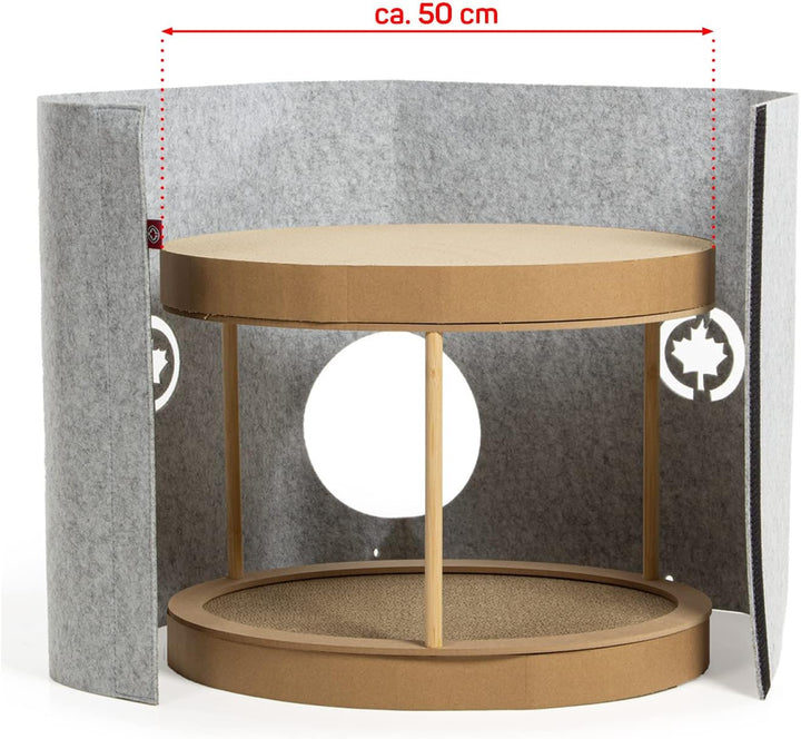 CanadianCat Company | Owen-Tower XL ca. 50cm | Etagen-Filzbett mit Kratzböden für Katzen Hellgrau -