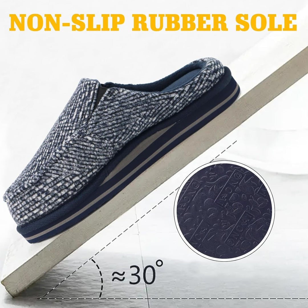 ONCAI Hausschuhe Herren Komfort Pantoffeln Plüsch Streifen Hüttenschuhe Wärme Cord Flauschig Slipper