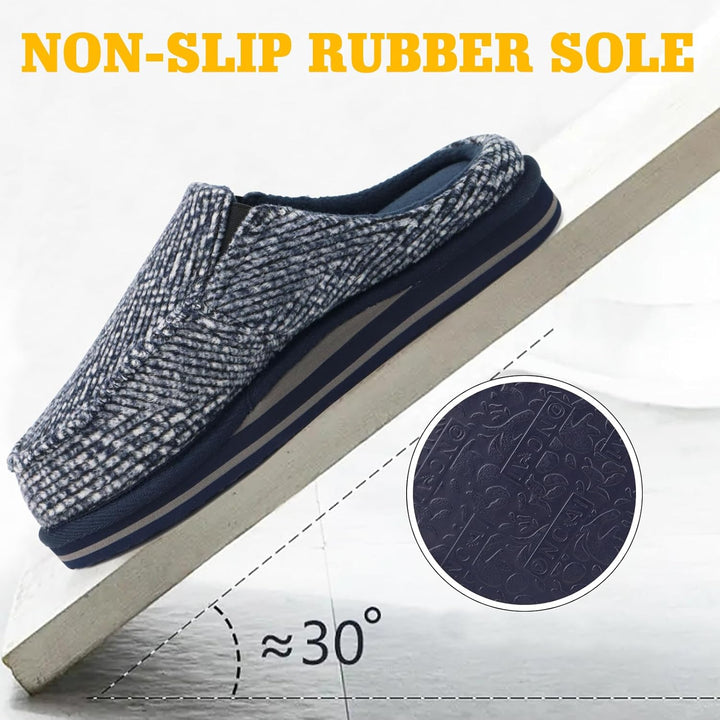 ONCAI Hausschuhe Herren Komfort Pantoffeln Plüsch Streifen Hüttenschuhe Wärme Cord Flauschig Slipper