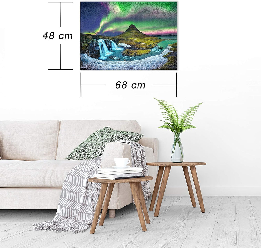 Ulmer Puzzleschmiede - Puzzle „Berg & Licht“ – Klassisches 1000 Teile Puzzle – Puzzlemotiv der Polar