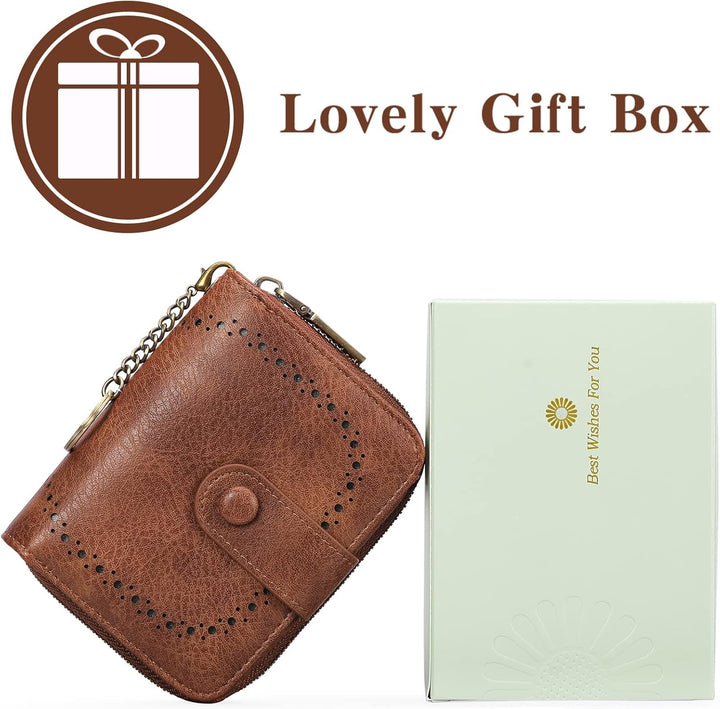 GAEKEAO Geldbörse Damen Klein Leder Karten Portemonnaie Damen RFID Schutz Portmonee Kleiner Geldbeut