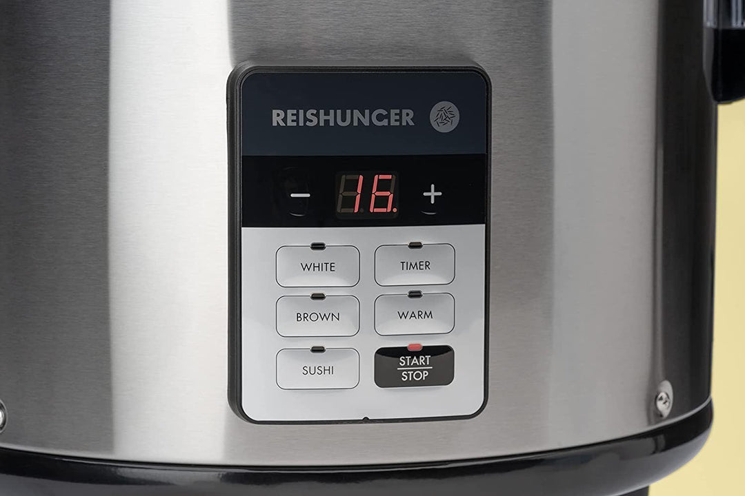 Reishunger Gastronomie Reiskocher - für bis zu 32 Portionen - 5,8 L - Edelstahlgehäuse mit doppelter