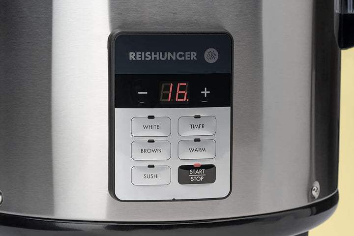 Reishunger Gastronomie Reiskocher - für bis zu 32 Portionen - 5,8 L - Edelstahlgehäuse mit doppelter