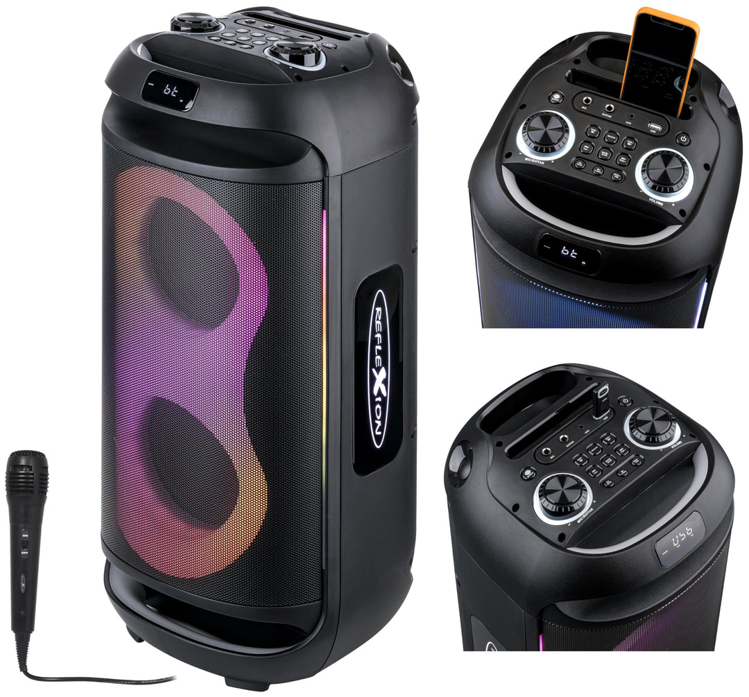 REFLEXION PSX40BT Mobiler Buetooth Partylautsprecher, DJ, Karaoke, 500 Watt, FM PLL Stereo Radio, Di