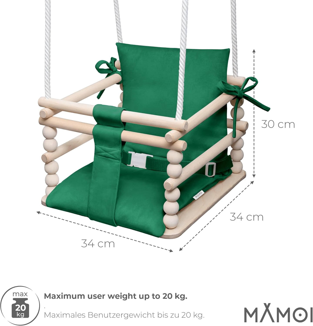 MAMOI® Schaukel Indoor, Holzschaukel, Schaukel aus Holz, Schaukel für Zimmer und Türrahmen, Schaukel