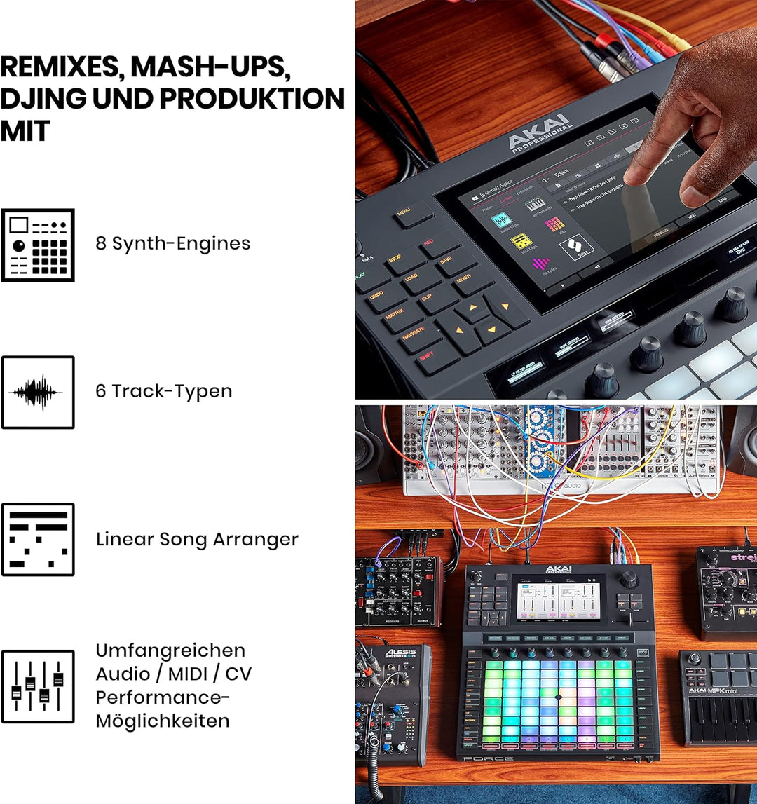 Akai Professional FORCE – Standalone-Musikproduktion, MIDI-Sequencer und DJ-System mit Synth-Engines