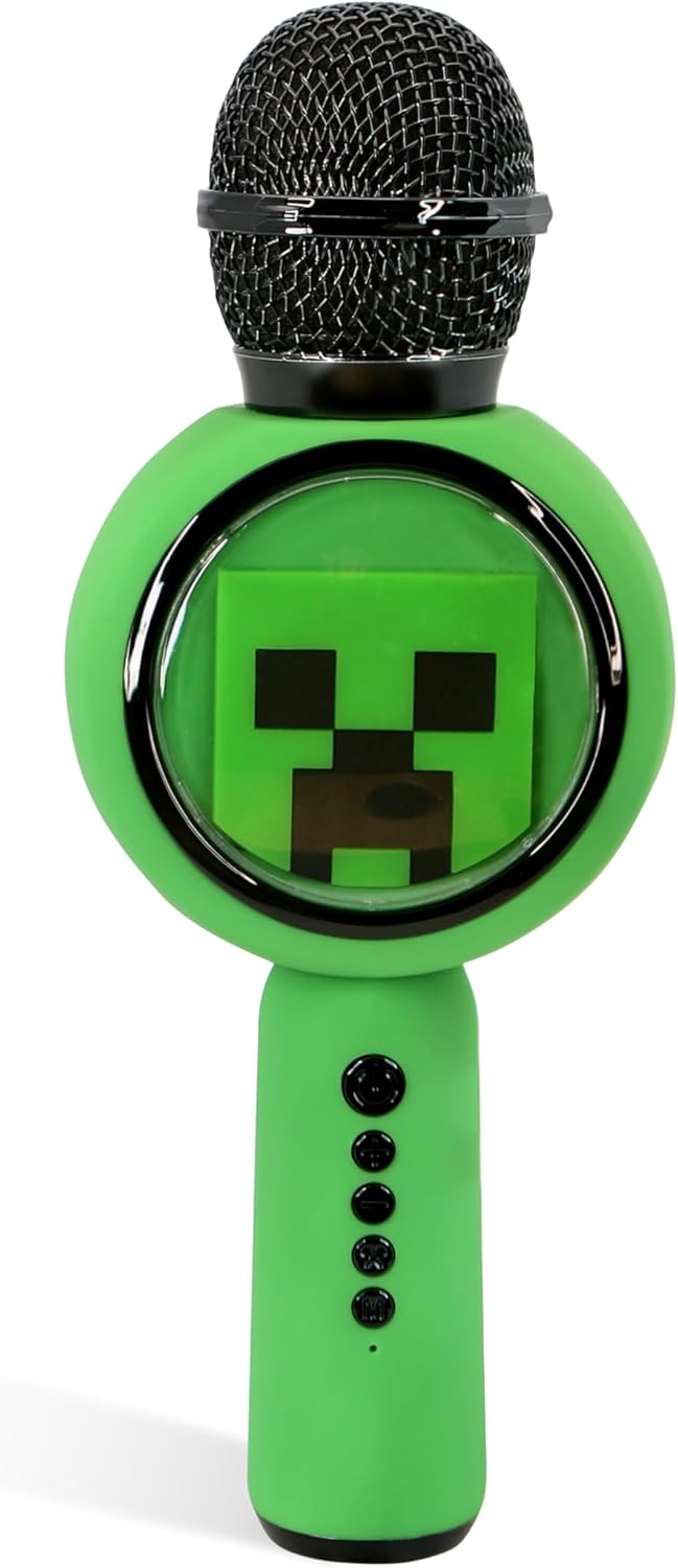 Minecraft Karaoke-Mikrofon mit kabellosem Lautsprecher und LED-Leuchten