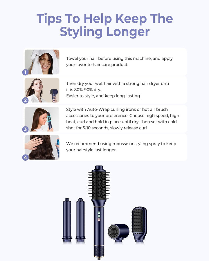 Hair styler 5 in 1 Haarstyler mit 320 Millions lonic air Styler Set, 20m/s Luftstrom, 110,000 RPM Ha