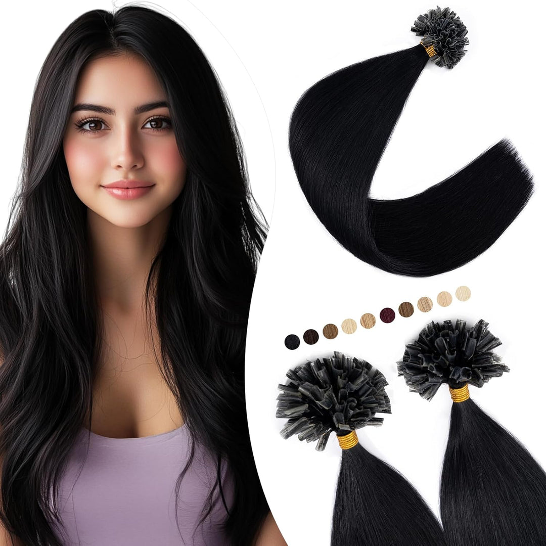 Elailite U-Tip Echthaar Bonding Extensions Keratin Haarverlängerung Haar Glatt 200 Strähnen 100g 22"