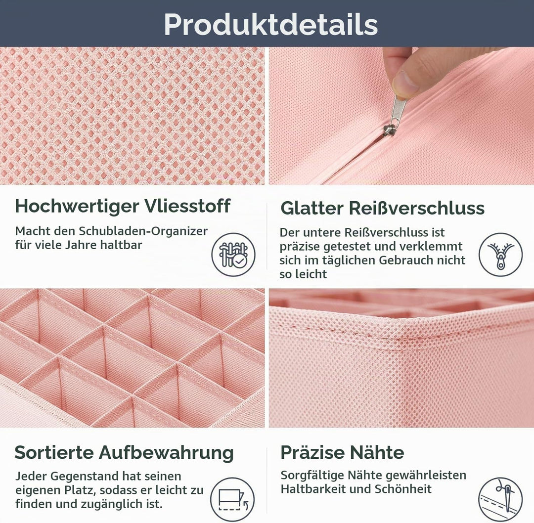 Unterwäsche Socken Organizer - 4er Set Schrank Schubladen-Organizer Kleidung, 96 Fächer (4x24), Ordn