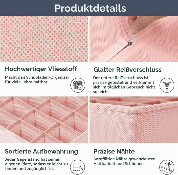Unterwäsche Socken Organizer - 4er Set Schrank Schubladen-Organizer Kleidung, 96 Fächer (4x24), Ordn