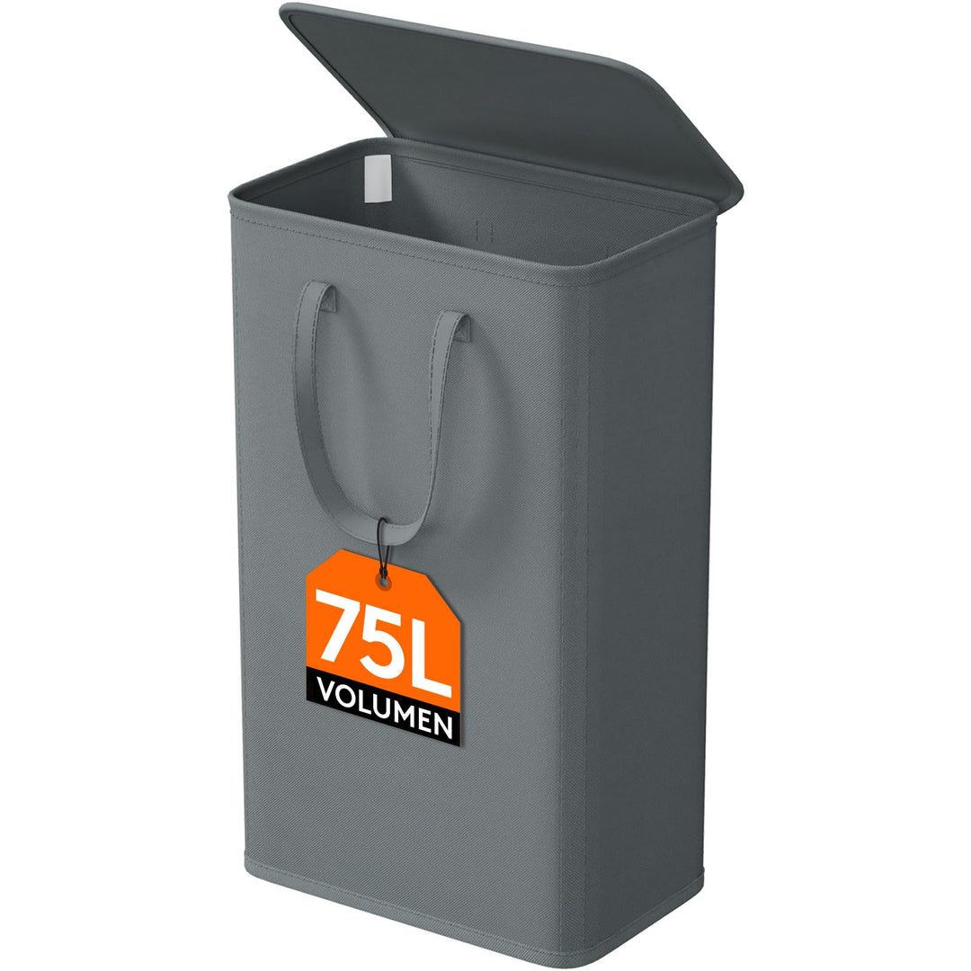 Lifewit 75L Wäschekorb Schmal mit Deckel, Wäschekorb Waschenkorbe Faltbar Klein, Wäschesammler mit G