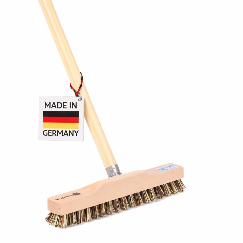 BawiTec Schrubber Rheinischer Wischer 28cm Breit mit Holzstiel 120cm Bodenschrubber mit Metallgewind