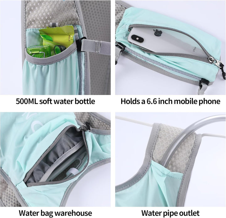 DNFUN Laufweste Damen Herren,verstellbare Trinkweste mit 1.5L Trinkflasche,5L Running Vest Trinkruck