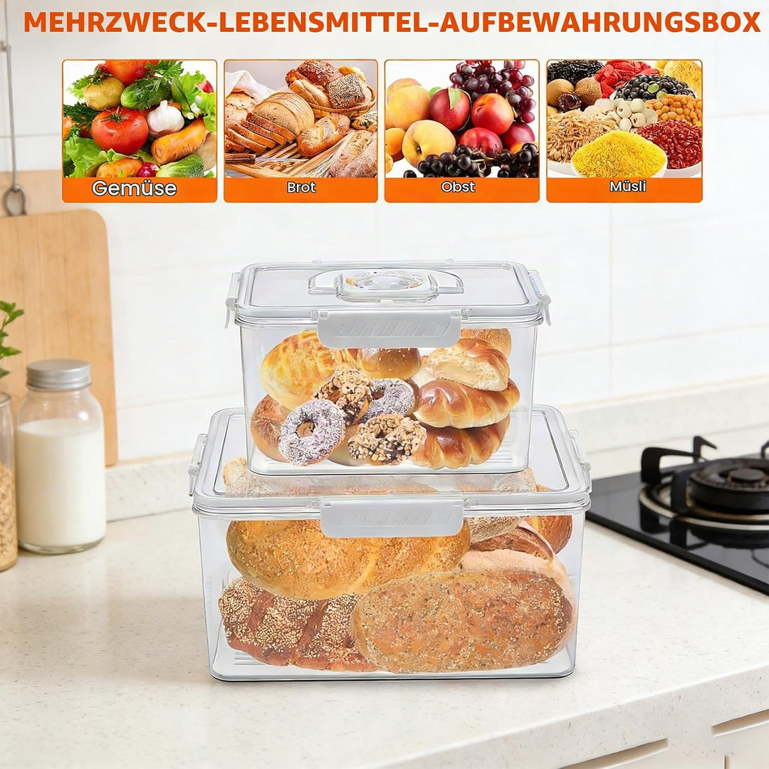 Brot Aufbewahrungsbox 2er Set Datumsanzeige mit integriertem Griff