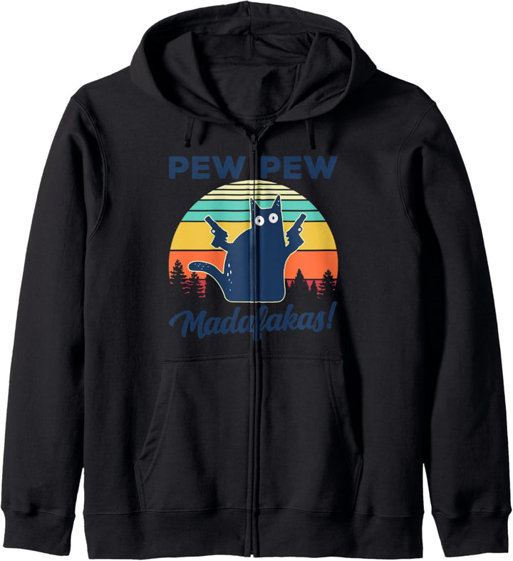 Cat Pew Pew Madafakas Vintage Retro Crazy Katze Funny Kapuzenjacke