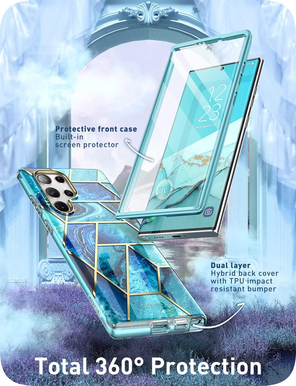 i-Blason Glitzer Hülle für Samsung Galaxy S23 Ultra 5G Handyhülle Bumper Case 360 Grad Schutzhülle G