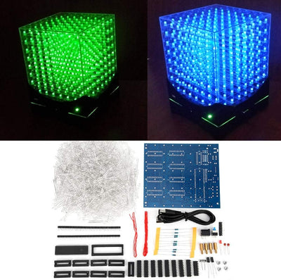 3D LED Würfel Lichtwürfel Bausatz 8x8x8 Cm LED Lichtgruppenwürfel Bausatz Leuchtwürfel für Kinder/Ju