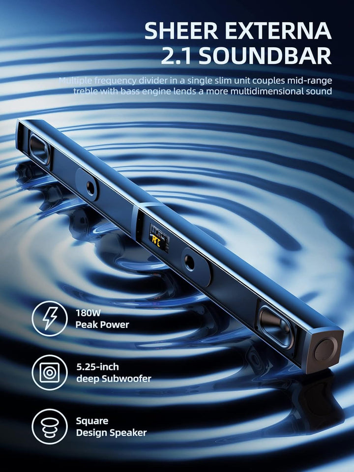 MEREDO 180W 2.1 Soundbar 2-in-1 Abnehmbare Soundbar für tv geräte mit 5,25'' Subwoofer unterstützt A