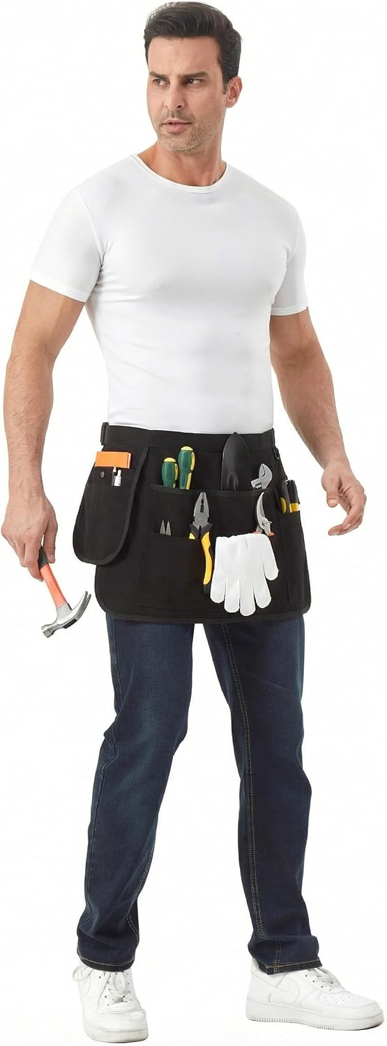 Nanxson Unisex Werkzeugschürze Gartenschürze kurz Segeltuchschürze Schwarz, Schwarz